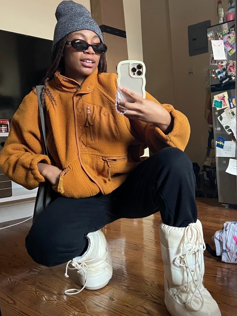 Free People Hit The Slopes Cozy Rust Fleece Jacket - Warm Sherpa Zip